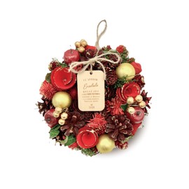 [2023 mamawreath Flower Wreath] Wreath, Entrance Door, Spring, Summer, Autumn, Winter, Birthday, Anniversary, White, Blue, S, Diameter: 7.5 inches (19 cm) x 2.4 inches (6 cm) (Thickness) (S Size - Lamé Round Christmas (WR-05-C))