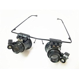 PPLS with LED Light Glasses Type Head Loupe 20 X Magnifier
