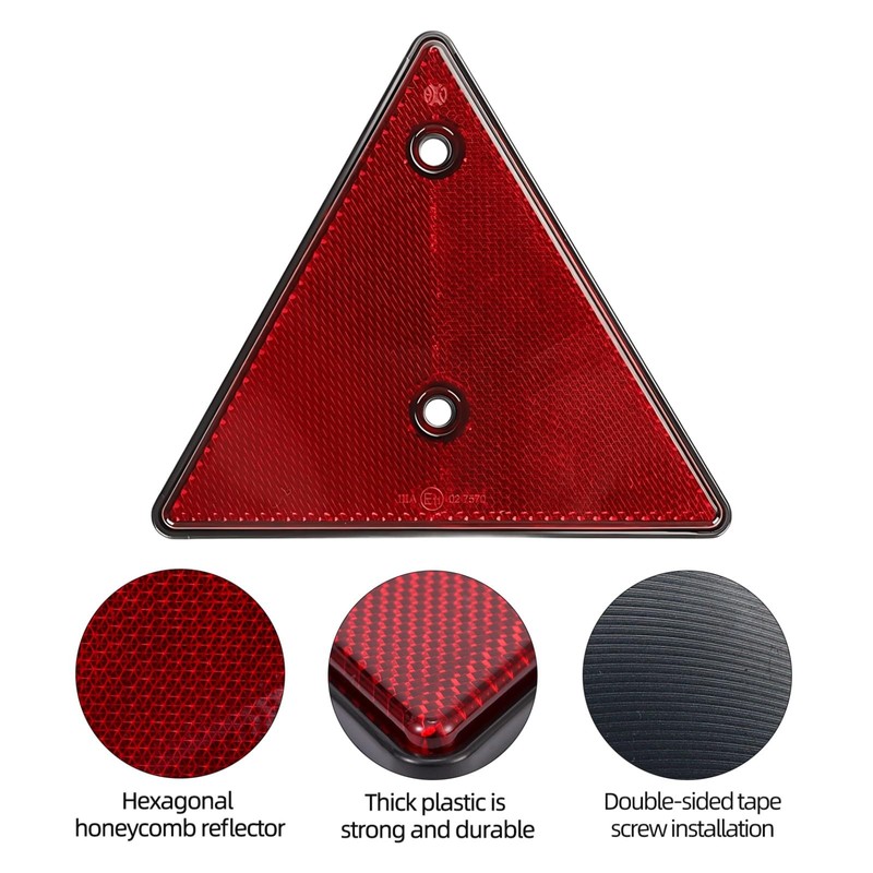 Woola Red Triangle Reflectors,4 Pack Trailer Triangle Reflector Reflective Warning