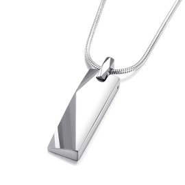 MOO&LEE Men's Tungsten Carbide Bar Pendant Necklace with 22 Inches Stainless Steel Snake Chain