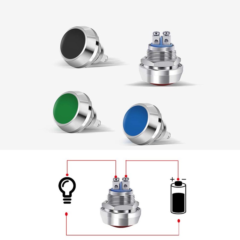 QitinDasen 10 x Premium 12 mm Round Head Momentary Push