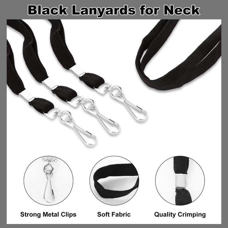 LOPYXBR Pack of 100 Lanyard Black Key Ring with Rotating