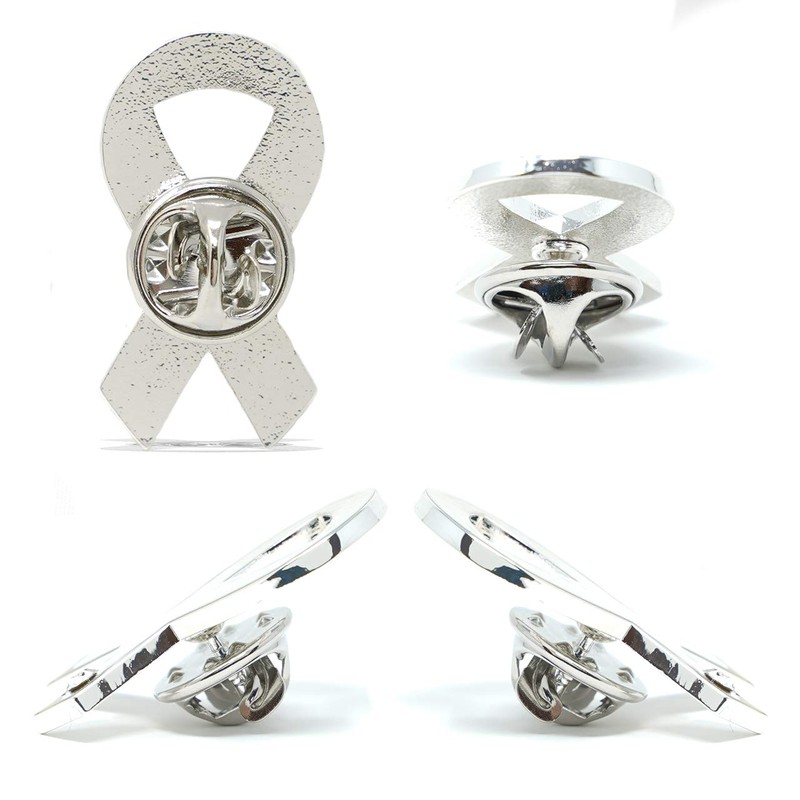 Awareness Ribbon Pin, Flat Ribbon, Badge, シルバー：心に起因する障がい