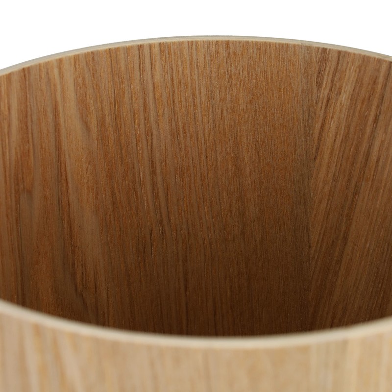Relaxdays Wooden Waste Paper Bin, Round Rubbish Bin with Handle,