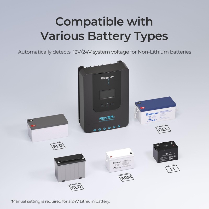 Renogy Solar Charge Controller Rover 20A 12V24V Auto DC Input