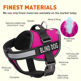 Dogline Unimax Dog Harness Vest with Blind Dog Patches Adjustable Straps Breathable Neoprene for Identification Training Dogs Girth 18 to 25 in Pink