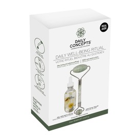 Daily Concepts Daily Gift Set Jade Facial Roller with Iris Multi-Oil for Deeper Penetration to Moisturise and Hydrate Skin through the Epidermis 227 g