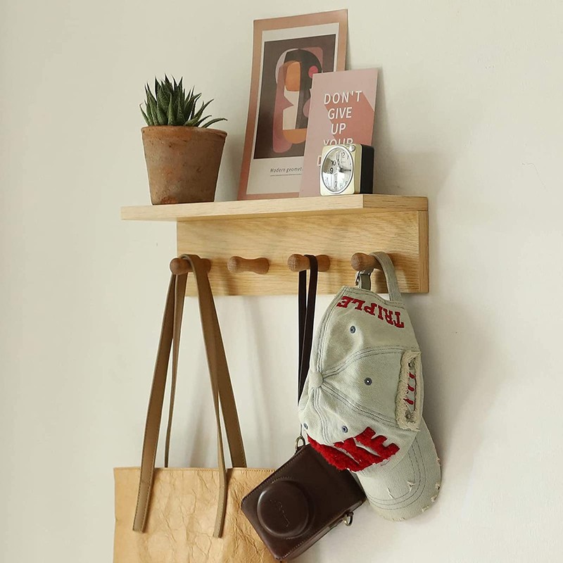 XAOMLP Entrance Coat Rack ，Coat Hooks, Wall-Mounted Wooden Hook Rack,