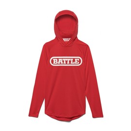 Battle Sports Light Action Face Mask Workout Hoodie - Raglan Cut Sleeveless Hoodie for Adults & Youth (US, Alpha, Large, Regular, Regular, Red, Youth)