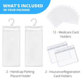 New Handicap Placard Holder for Auto 2 pcs, Medicare Card Protector 12 pcs, Auto Insurance Holder 2 pcs: Handicapped Placard Holder, Social Security Card Protector, Car Registration Protector