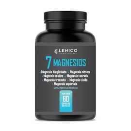 LENICO 7 Magnesios Complex | Suplemento Alimenticio con Bisglicinato, Citrato, Malato, Taurato, Treonato, Óxido y Aspartato de Magnesio | 60 Cápsulas 500 mg | Apoyo Muscular, Relajación y Energía