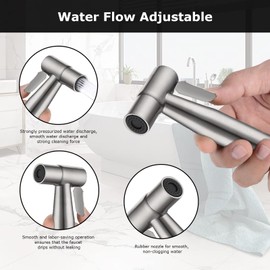 LOSCHEN Bidet Sprayer kit for Toilet, Hand Held Sprayer Shattaf Toilet Attachment Stainless Steel for Pet Bath/Personal Hygiene/Bathroom, Easy to Install (Silver)