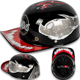 Yesmotor Baseball Style Cap Retro Motorcycle Helmet Unisex-Adult - DOT Approved (Light Black 1986, Large)