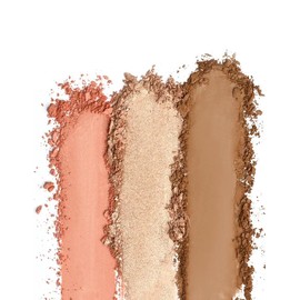 RealHer ULTIMATE GLOW GETTER CHEEK TRIOa universal peach color. Blush, highlight, and bronzer