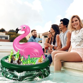 Bencailor Summer Flamingo Party Decoration Flamingo Inflatable Cooler Blow up Drink Cooler Reusable Floating Ice Chest for Summer Holiday Birthday Party Decor Supplies