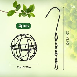 Omevett 4pcs Fat Ball Feeders Hanging Bird Feeder Metal Suet Ball Feeder Fat Ball Birds Holders with 4 S-shaped hooks for Outdoor Garden Wildlife Birds Finch Sparrow Robin