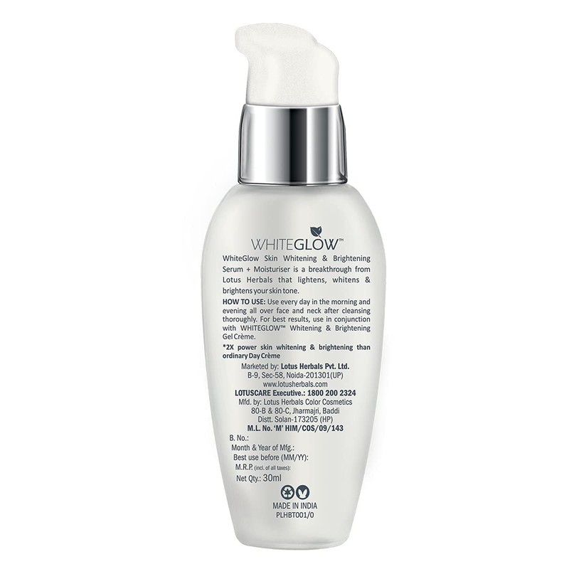 Lotus Herbals WhiteGlow Intensive Skin Whitening,Brightening Serum + Moisturiser, 30ml