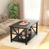 GreenForest Coffee Table with Round Corner, Farmhouse Center Table with