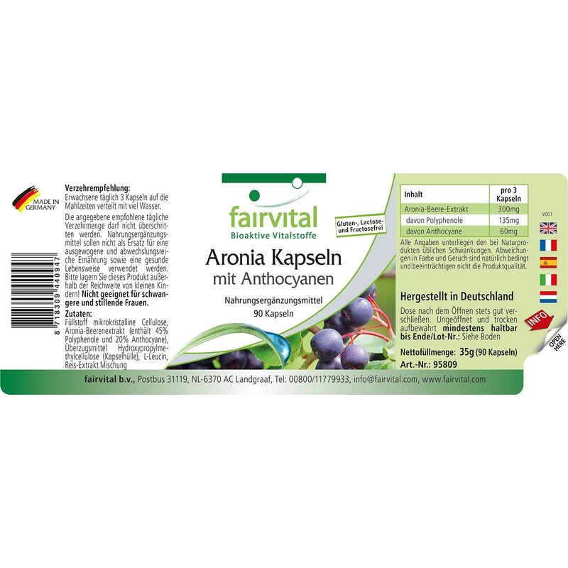Fairvital Aronia Capsules – High Dose – with 20% Anthocyanins