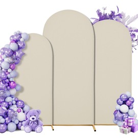 Wedding Arch Cover Spandex Arch Backdrop Cover (7.2FT,6.6FT,6FT) Set of 3 Arch Backdrop Cover Arch Stand Cover Arch Covers Stretchy Backdrop for Birthday Party Decoration Baby Shower (Off-White)