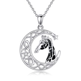 YAFEINI Giraffe Necklace Sterling Silver Giraffe Pendant Necklace Giraffe Jewellery Gifts for Women Girls, Sterling Silver