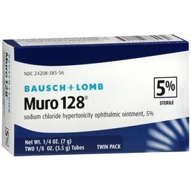 Bausch+Lomb Muro 128 Sodium Chloride  Opthalmic Oint 5% 1/8 oz x 2 tubes TWINPAK