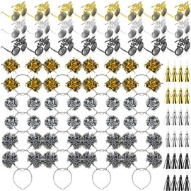 Zeyune 72 Pieces 2025 New Years Eve Party Supplies Include 24 Plastic Fancy Happy New Year Eyeglasses 24 Plastic Happy New Year Headband 24 Tassel Noise Makers New Years Party Favors for Adults