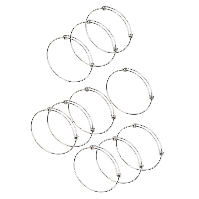 10Pcs Stainless Steel Bangle 1.6mm Adjustable Expandable Coil Bracelet DIY