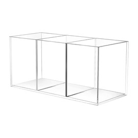Neikafan Acrylic Pen Holder Transparent Square Pen Holder 3 Compartments Pen Cup Brush Holder Pen Pot Organiser Transparent Pen Holder Office Items Children