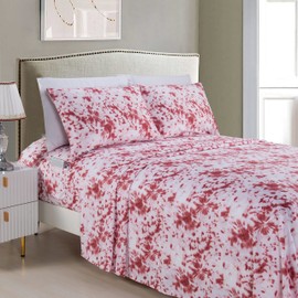 Elegant Comfort Luxury Soft Bed Sheets Tie Dye Pattern 1500 Thread Count Percale Egyptian Quality Microfiber Softness Wrinkle and Fade Resistant (4-Piece) Bedding Set, Twin XL, Tie Dye Burgundy