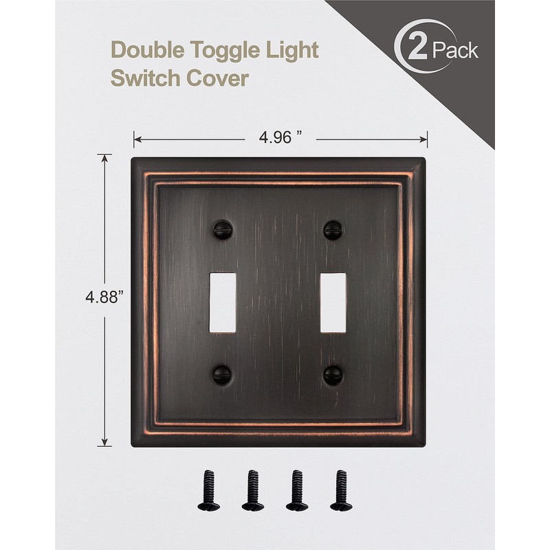ZILLSEA Double Toggle Wall Plate, Decorative Aged Bronze Light Switch