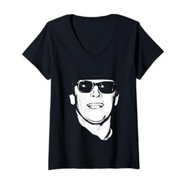 Womens Jack Nicholson Retro Sunglasses Headshot V-Neck T-Shirt
