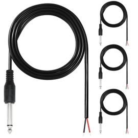 RUNCCI-YUN 6.35mm Male Plug to Bare Wire Open End Audio Cable, 1/4 TS 6.35mm Speaker Bare Wire 3.28FT, 6.35mm Mono Bare Wire,for Speaker Microphone 6.35mm Male Plug Replacement DIY Repair(4Pcs)