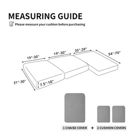 Easy-Going Stretch 3 Pieces Couch Cushion Covers for Sectional Sofa Left/Right L Shape Chaise Lounge Sofa Seat slipcover Anti-Slip Sofa Cover Soft (2 Seater + 1 Chaise, Light Gray)