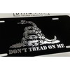 Engraved Don't Tread ON ME Car Tag Silver Diamond Etched