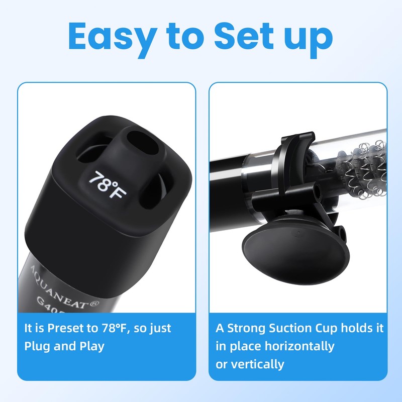 AQUANEAT Aquarium Heater, 25W Small Betta Fish Tank Heater, Mini