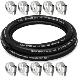 HOUSUN Fuel Line 1/4 Inch ID, Fuel Hose 10FT, J30R7 Fuel Line Hose NBR with 10 Clamps.