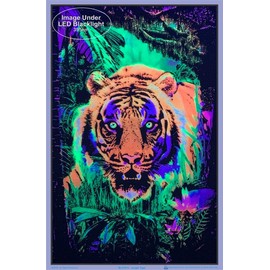 Opticz Jungle Tiger Blacklight Reactive Poster Blacklight Poster 23 x 35in