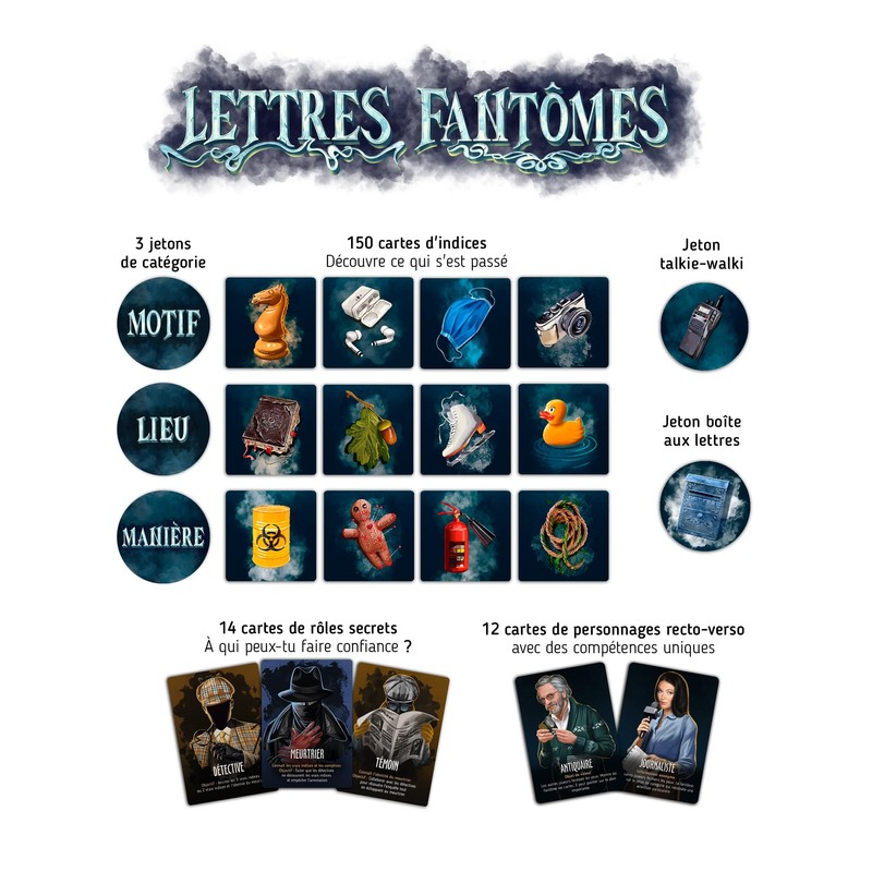 Ghost Letters - Detective Game with Secret Roles [French Edition]