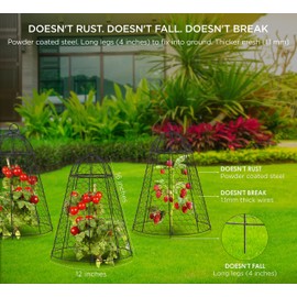 Garden Cloche Plant Protectors from Animals Chicken Wire Cloche Dome for Plants to Protect from Deer Rabbits in Outdoor Vegetable Garden with Thick Rustproof Large Cloches 12" Cage 20" High Set of 6