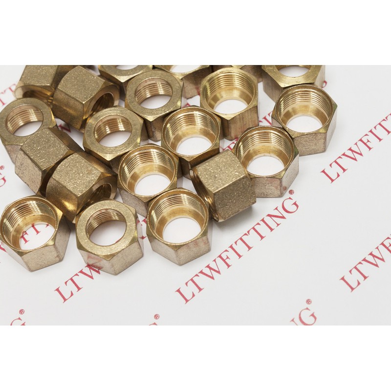 LTWFITTING 7/16-Inch Brass Compression Nut,Brass Compression Fitting(Pack of 25)