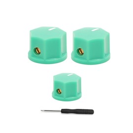 ROZILO Green 3pcs Brass Insert USA Spec 1/4" Large and Small Knobs Bass Knobs For Jazz Bass Knobs