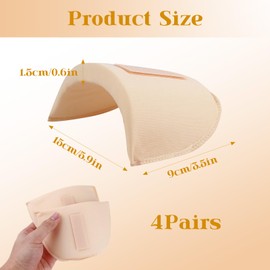 4 Pairs Shoulder Pads with Velcro Thickness 1.5cm Set-In Sponge Shoulder Pads Soft Anti Slip Pads Skin Color Sewing Supplies for Women Clothing Men Sloping High Low Shoulder Suit