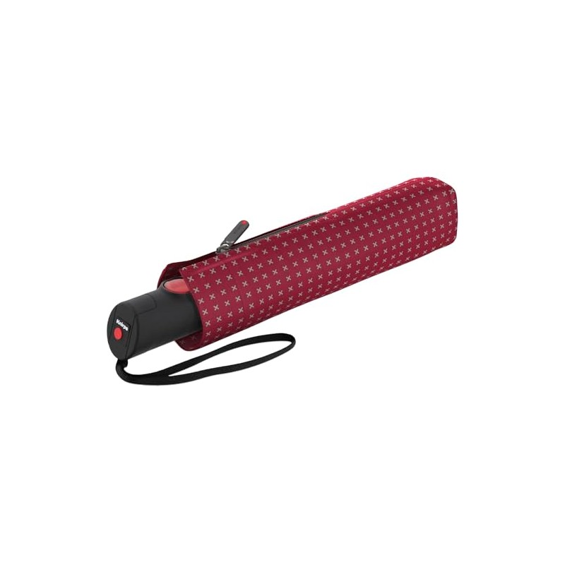 Knirps T.205 Medium Duomatic Pocket Umbrella, 2cross red, Classic