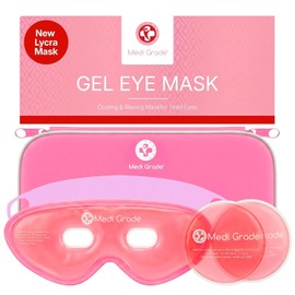 Medi Grade Cooling Eye Mask for Puffy Eyes with Cold Pads and Insulated Thermo-Bag, Pink Set - Ice Cold Gel Eye Mask for Morning/Night Skincare Routine and Reducing Dark Circles - Soft Cooling