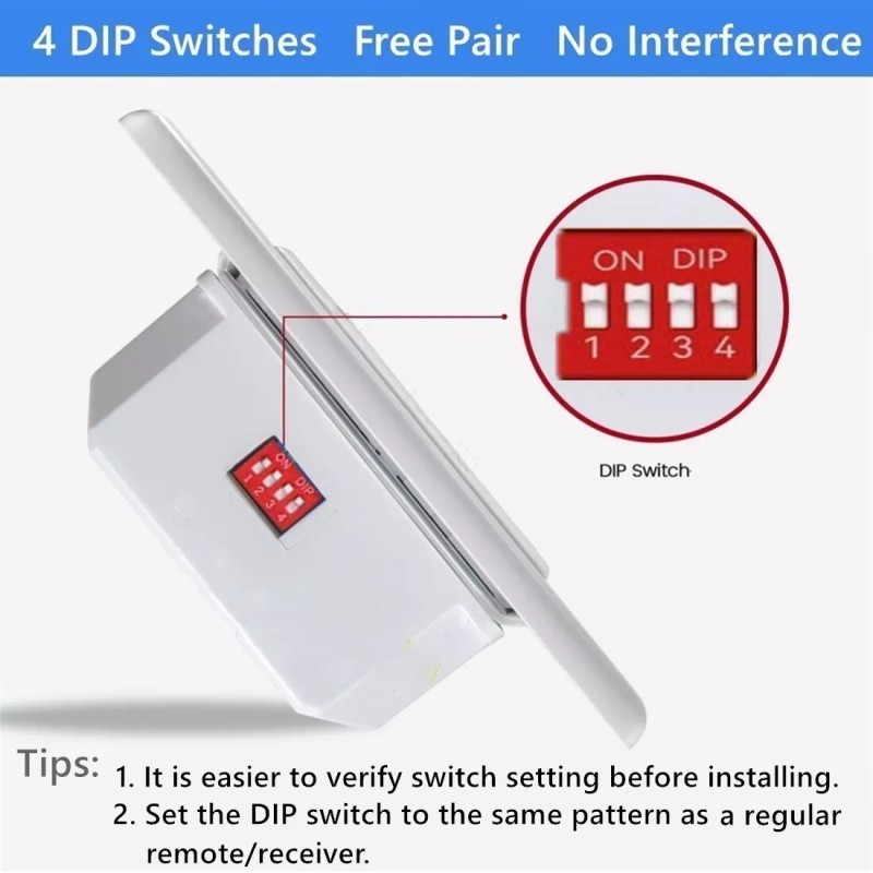 53T Ceiling Fan Wall Remote Control 4DIP Switch for Harbor