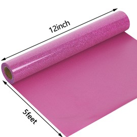 Guangyintong - Rollo de vinilo de transferencia de calor HTV con purpurina, 12 pulgadas x 5 pies, vinilo con purpurina morada, fácil de cortar y deshierbar
