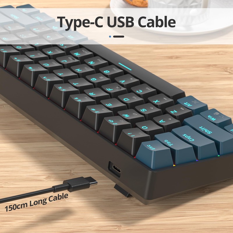 surmen 60% Mechanical Gaming Keyboard with Linear Red Switch, Wired