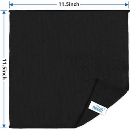HOMEXCEL Black Cleaning Rags 5 Pack, Highly Absorbent Microfiber Cleaning Cloth for Kitchen, Lint Free, Scratch-Free, Reusable Microfiber Towels for
