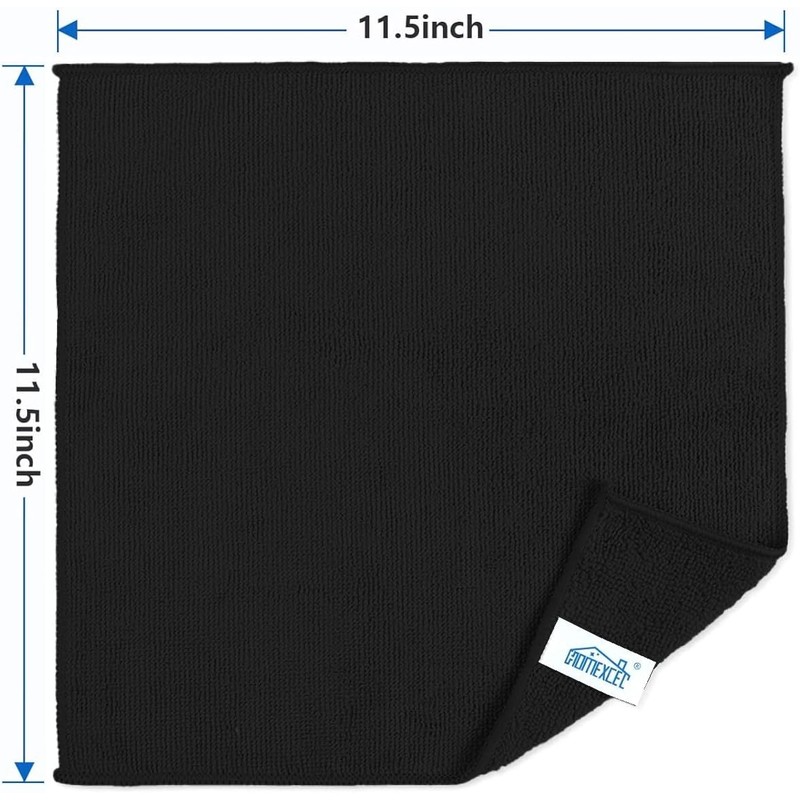 HOMEXCEL Black Cleaning Rags 5 Pack, Highly Absorbent Microfiber Cleaning